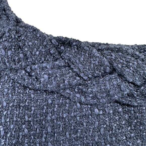 New Collection Dress Womens XL Navy Blue Braided Collar SS Textured Shift Dress - Picture 7 of 11